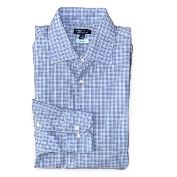 Peter Millar Crown Crafted Flex Finish Excursionist Cotton Shirt Chambray Blue - Picture 6 of 15